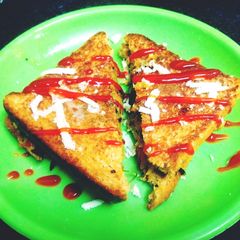 Brown bread spicy sandwich A picture of Brown bread spicy sandwich.