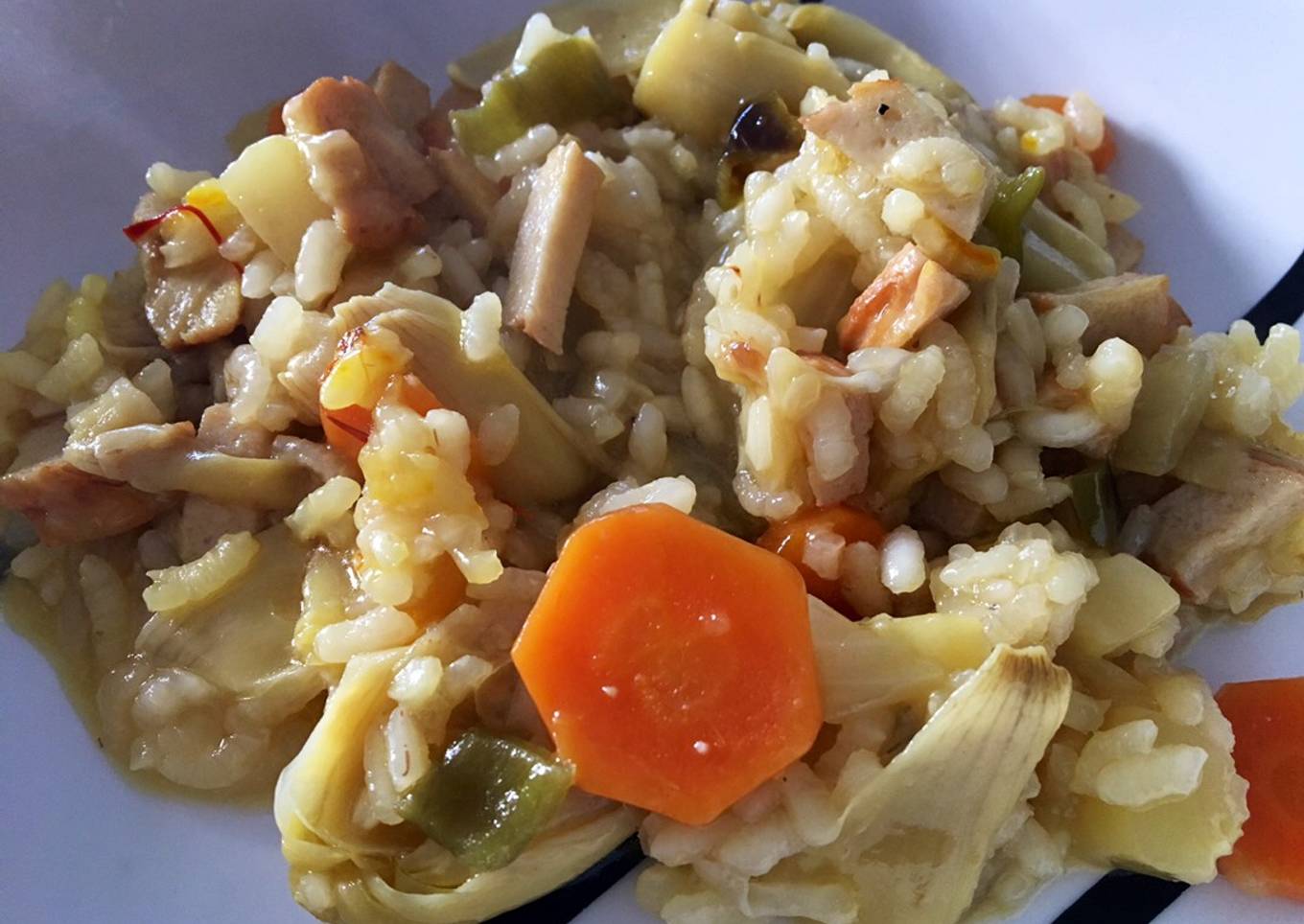 Arroz con verduras caldoso