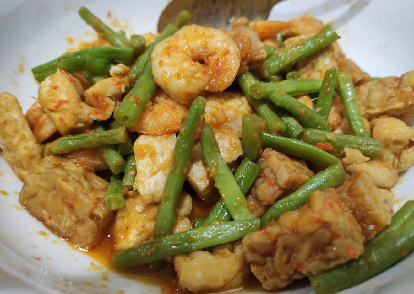 Tumis simple tempe udang kcg pjg kunyit