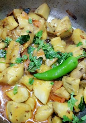 A picture of Brinjal ki sabzi.