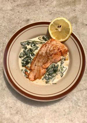 Foto resep Salmon spinach carbonara