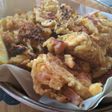 Torrejas de fideos, jamón y queso
