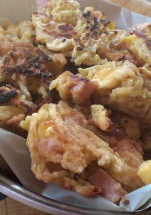 Una foto de Torrejas de fideos, jamón y queso