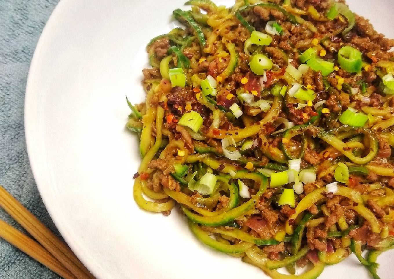 Sweet Chilli & Ginger Beef With Cucumber Noodles