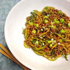A picture of Sweet Chilli & Ginger Beef With Cucumber Noodles.