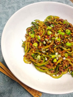 A picture of Sweet Chilli & Ginger Beef With Cucumber Noodles.