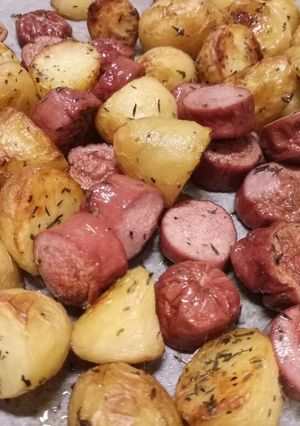 A picture of Quick weekday bung-it-in-the-oven dinner.