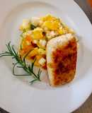 Cá tuyết áp chảo - salad trái cây 🐟 🍏🍐🍊🫑🍑🥭