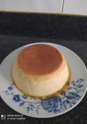 A picture of Homemade Egg Flan in a Pressure Cooker.