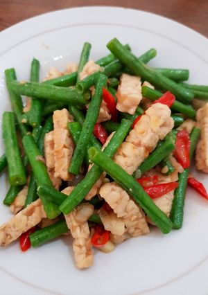 Foto resep Tumis kacang panjang dan tempe