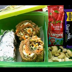 A picture of Egg and carrot stuffing Sandwich.