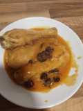Pollo a la naranja con pasas