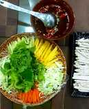 Cuốn rau, quả thịt