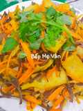 Đậu hủ xào nấm mèo,cà rốt và tàu hủ ki