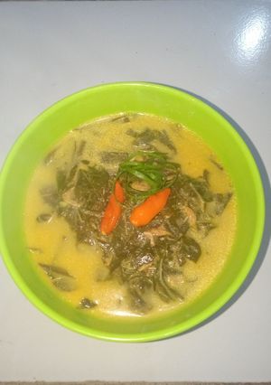 Foto resep Sayur Daun Singkong Kuah Santan Udang Rebon