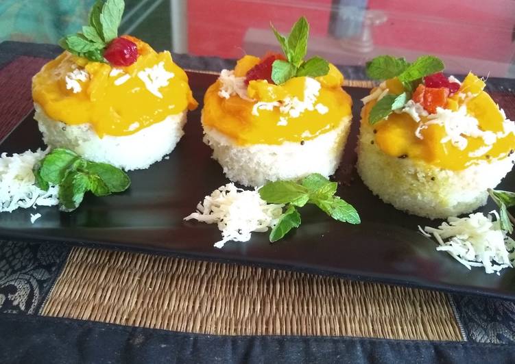 Simple Way to Prepare Any-night-of-the-week Mango pizza dhokla