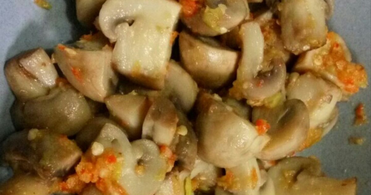 Masakan Sederhana Jamur kancing Urap Pedas - bebas micin - vegan