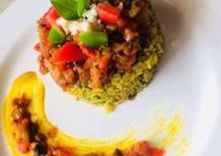 Recipe of Speedy Spinach rice with tomato basil salsa