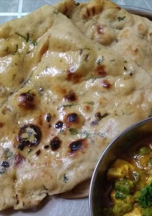 A picture of Whole Wheat Tandoori Naan (Dhaba style) on Tava without yeast.