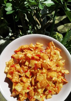 Foto resep Keripik kulit pangsit pedas manis