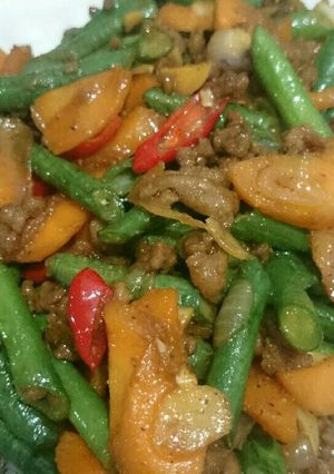 Foto resep Tumis kacang panjang wortel daging endolita
