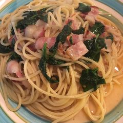 Spaghetti With Bacon and Spinach A picture of Spaghetti With Bacon and Spinach.