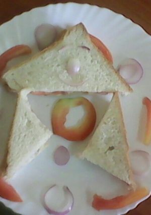 A picture of Bread,Tomatoes and Onion.