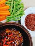 Brown Rice with Caramelized Pork Sauce (Kho Quet)
