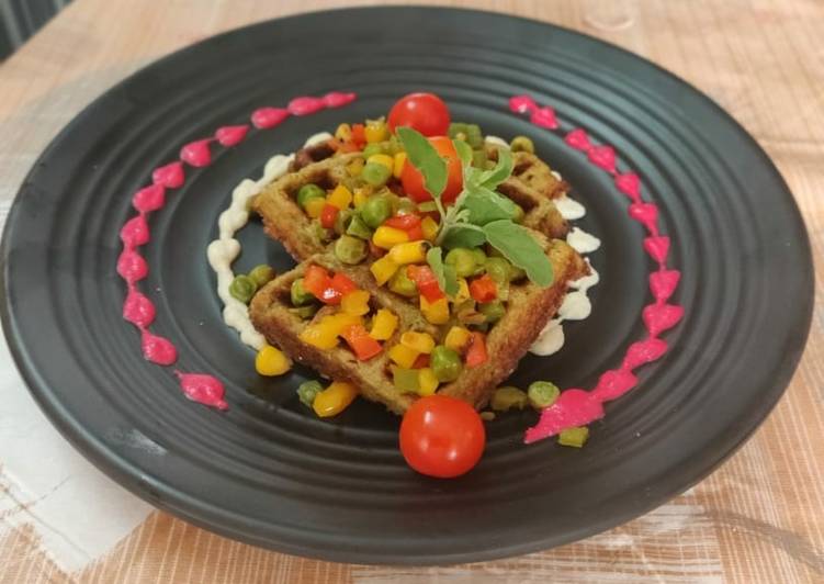 How to Make Any-night-of-the-week Power protein tinda waffle with coconut khoya dip &amp; salad topping