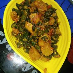 A picture of Bhindi aloo.