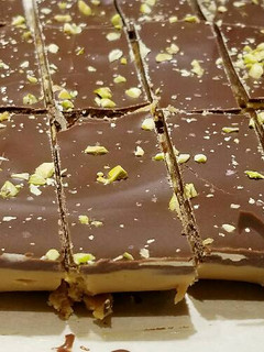 A picture of Almond Butter Chocolate Bars with Pistachios.