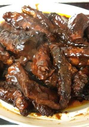 A picture of My Lovely Spicy Rib sauce mixed with Smoked BBQ Sauce.
