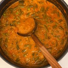 A picture of Mixed vegetables Sambhar.