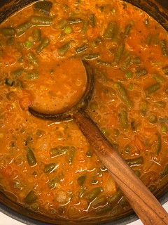 A picture of Mixed vegetables Sambhar.