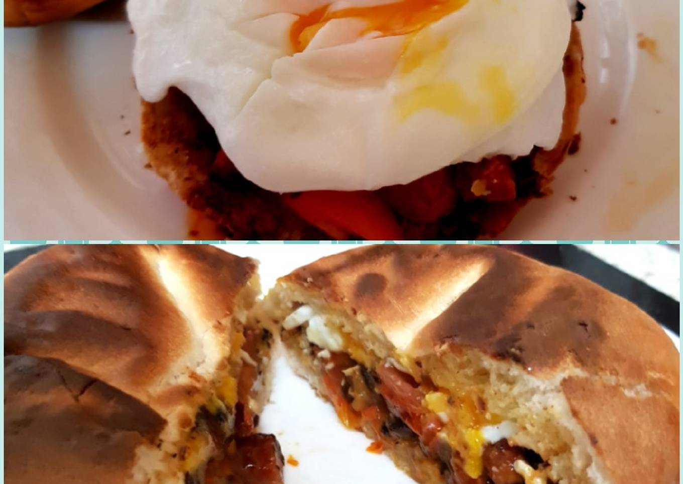 My Chorizo, Tomato & poached Egg Muffin