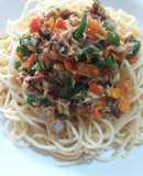 Spaghetti with fish sauce