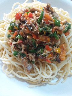 A picture of Spaghetti with fish sauce.