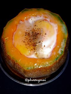 Hình của món Trứng hấp bí đỏ.