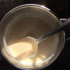 A picture of Sweet Pongal with Milk and jaggery (Bellam Parvanam in Telugu).