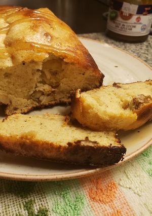 Una foto de Budín de leche, germen de trigo y nuez
