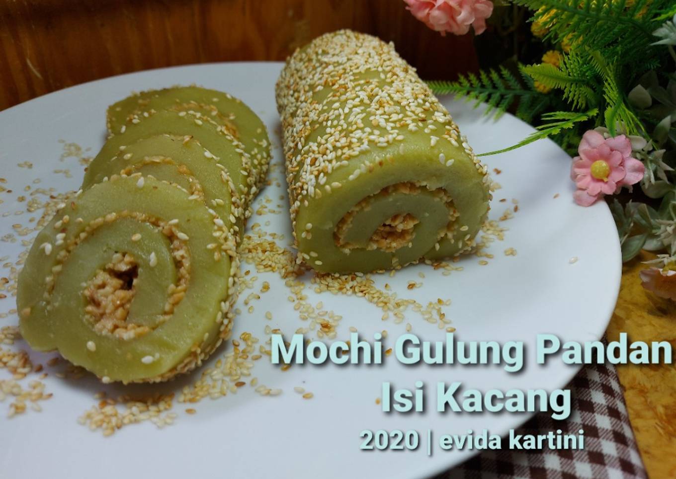 Resep Mochi Gulung Pandan isi Kacang