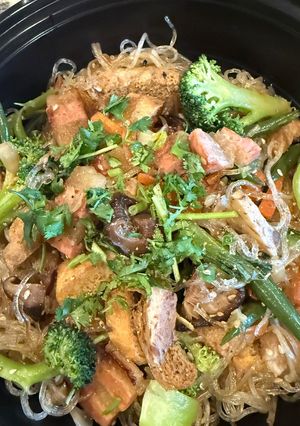 Hình của món Miến xào chay.