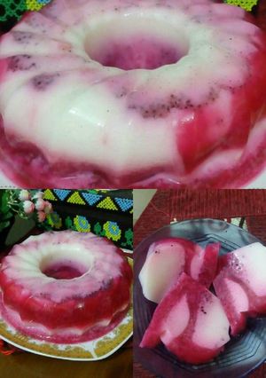 Foto resep Puding susu buah naga
