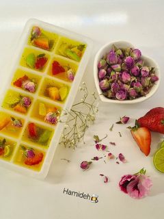 عکسی از دستور یخ تزیینی طعم دار🍋🧊🍓