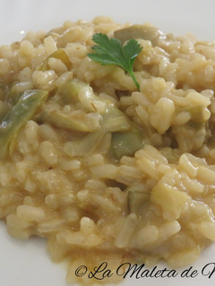 Una foto de Risotto de alcachofas y jamón