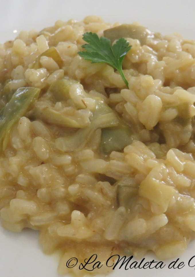 Una foto de Risotto de alcachofas y jamón