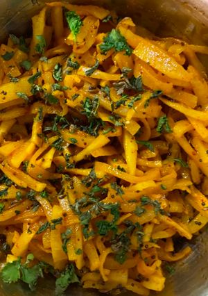 A picture of Radish/ mooli ka aachar.