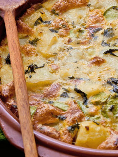 A picture of Plant-Based Frittata|chickpea flour, spinach & tomato.