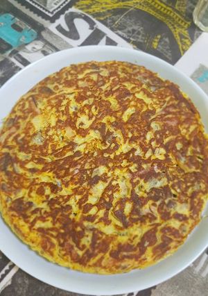 Una foto de Tortilla de carne y beicon