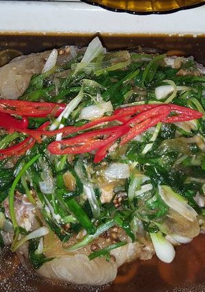 Hình của món Cá hấp xì dầu.